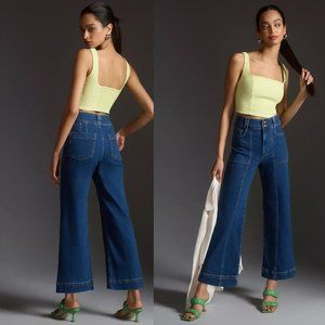 Anthropologie The Skipper Seamed High-Rise Cropped Wide-Leg Jeans